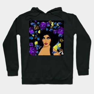 HAIR STYLES AND BLUE BUTTERFLIES Hoodie